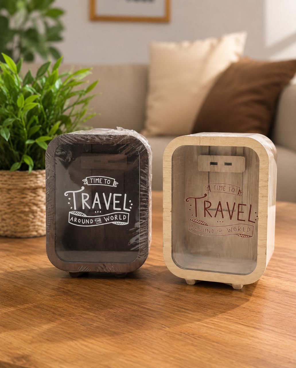 Travel Fund Wooden Piggy Bank – Adventure Savings Box