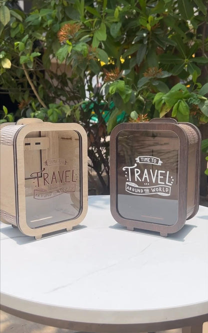 Travel Fund Wooden Piggy Bank – Adventure Savings Box