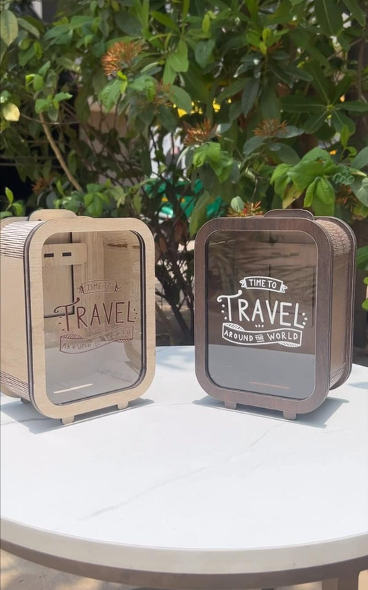 Travel Fund Wooden Piggy Bank – Adventure Savings Box